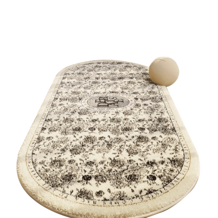 พรม MJHOMEDESIGNS BEDSIDE CARPET 77 ขนาด 80*160 ซม. ครีม-ดำ NO.1_0